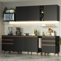 Armário de Cozinha Completa 260cm Preto Reims Madesa 06