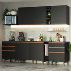 Armário de Cozinha Completa 260cm Preto Reims Madesa 06