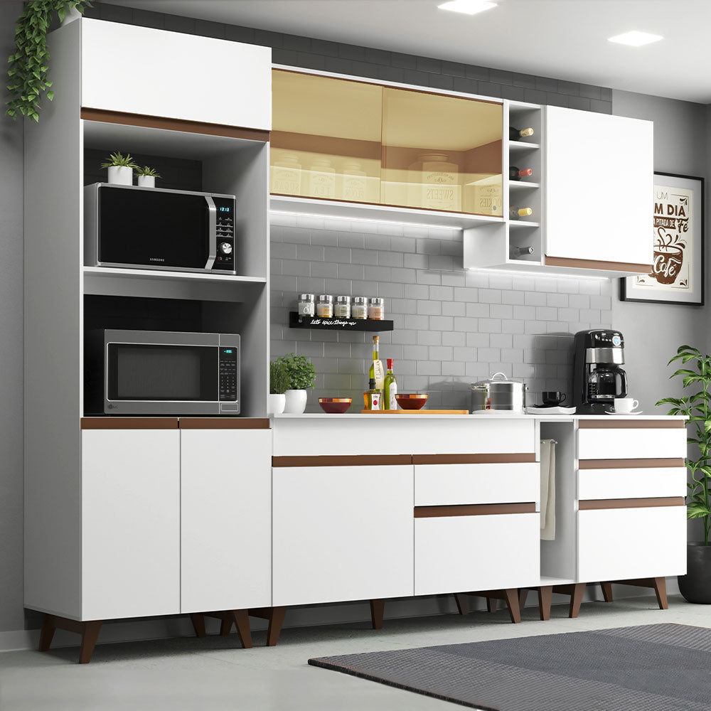 Armário de Cozinha Completa 270cm Branco Reims Madesa 01