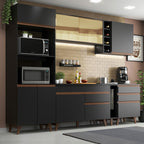 Armário de Cozinha Completa 270cm Preto Reims Madesa 01