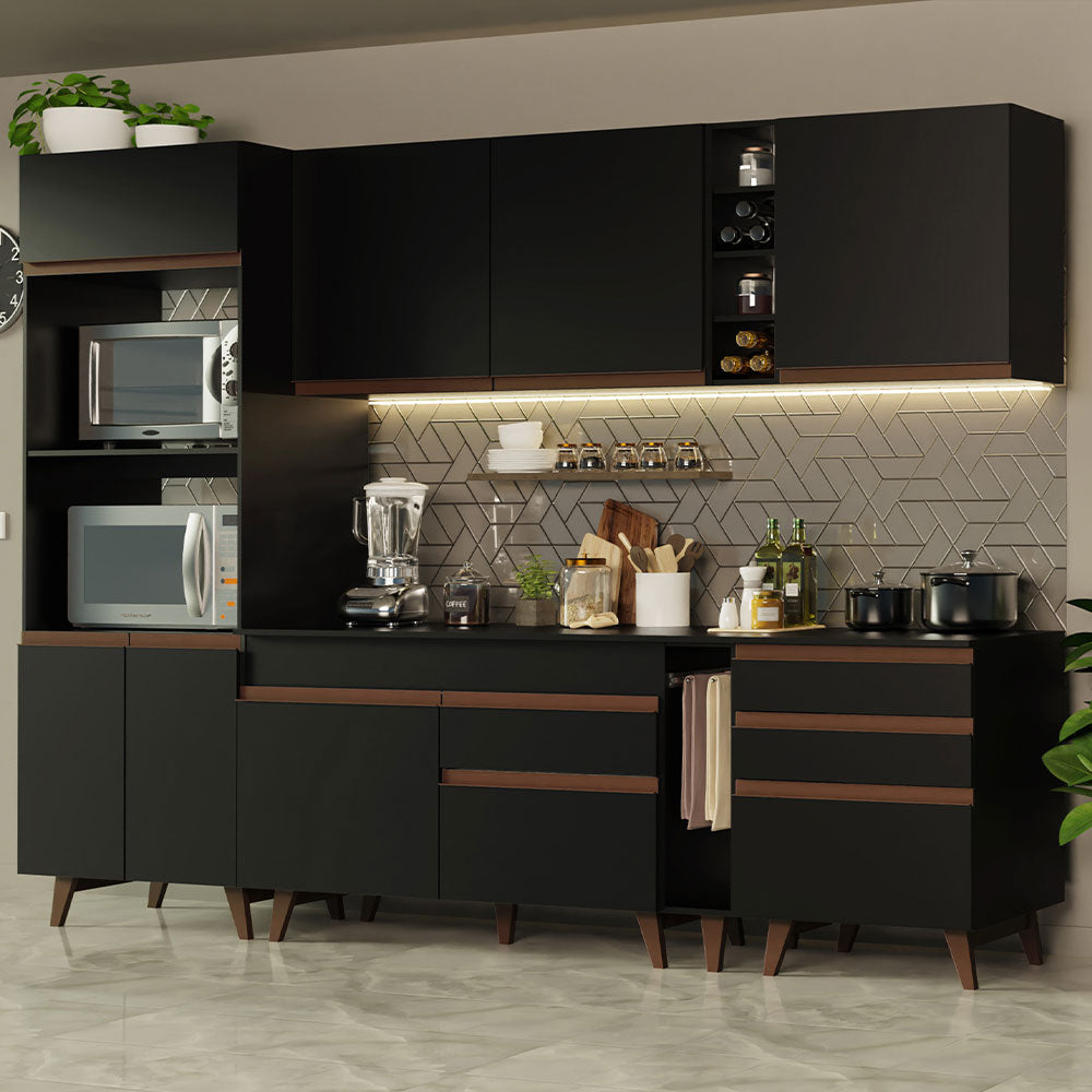 Armário de Cozinha Completa 270cm Preto Reims Madesa 02