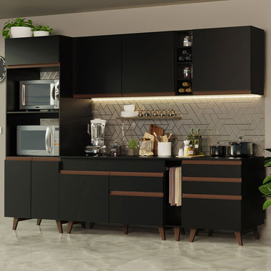 Armário de Cozinha Completa 270cm Preto Reims Madesa 02