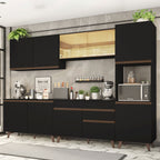 Armário de Cozinha Completa 300cm Preto Reims Madesa 01