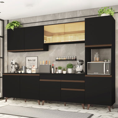 Armário de Cozinha Completa 300cm Preto Reims Madesa 01
