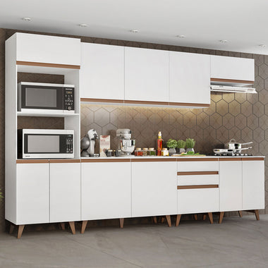Armário de Cozinha Completa 320cm Branco Reims Madesa 02