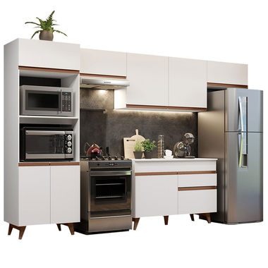 Armário de Cozinha Completa 330cm Branco Reims Madesa 01