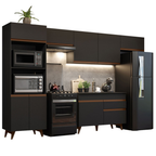 Armário de Cozinha Completa 330cm Preto Reims Madesa 01