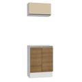 Kit 60 Madesa Smart 2 Portas e 1 Suspensa com tampo Rustic/Crema/Branco