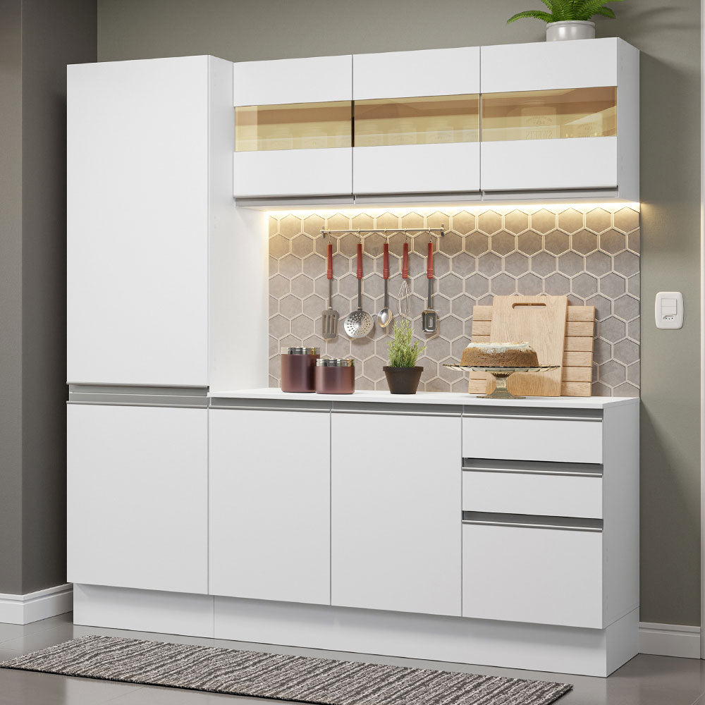 Armário de Cozinha Compacta 100% MDF 170 cm Branco Smart Madesa 01
