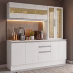Armário de Cozinha Compacta 100% MDF 180 cm Branco Smart Madesa 04