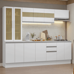 Armário de Cozinha Completa 100% MDF 240 cm Branco Smart Madesa 01