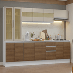 Armário de Cozinha Completa 100% MDF 240 cm Branco/Rustic/Crema Smart Madesa 01