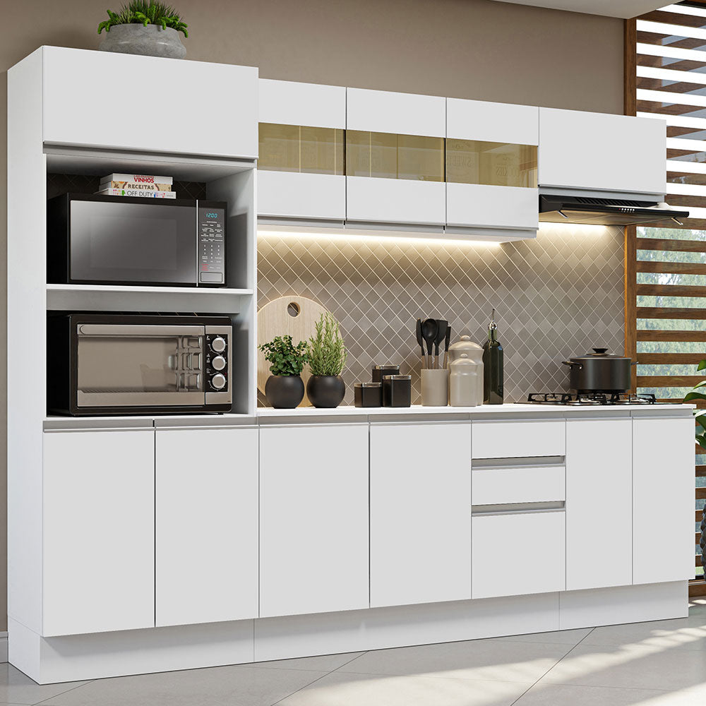Armário de Cozinha Completa 100% MDF 250cm Branco Smart Madesa 01