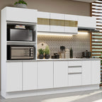 Armário de Cozinha Completa 100% MDF 250cm Branco Smart Madesa 01