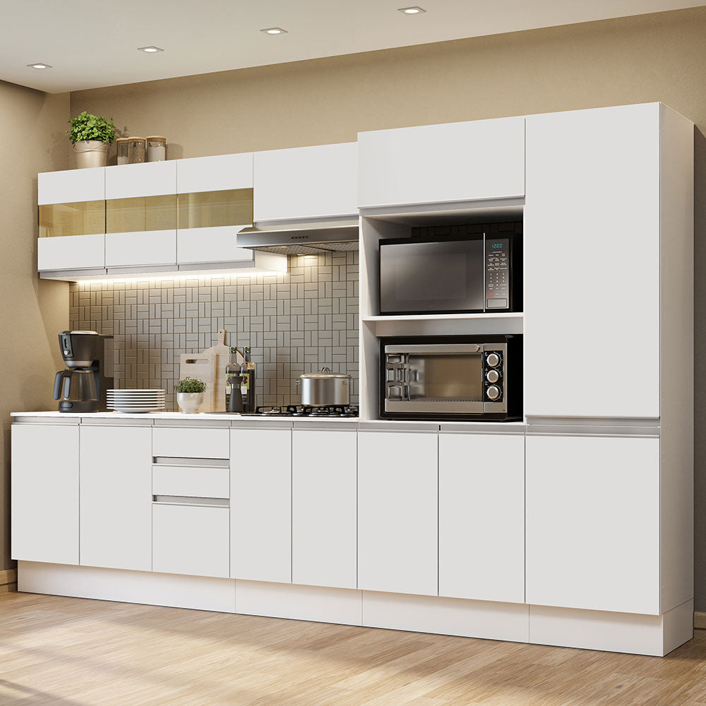 Armário de Cozinha Completa 100% MDF 300cm Branco Smart Madesa 02