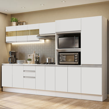 Armário de Cozinha Completa 100% MDF 300cm Branco Smart Madesa 02