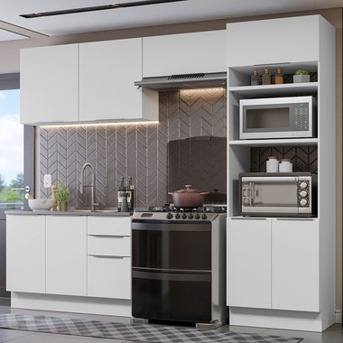 Armário de Cozinha Completa 270cm Branco Stella Madesa 05