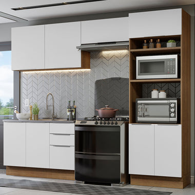 Armário de Cozinha Completa 270cm Rustic/Branco Stella Madesa 05