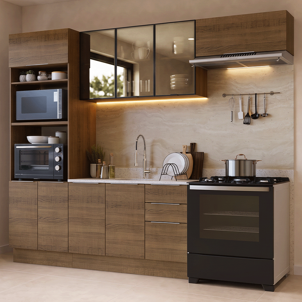 Armário de Cozinha Completa 270 cm Rustic Stella Madesa 12