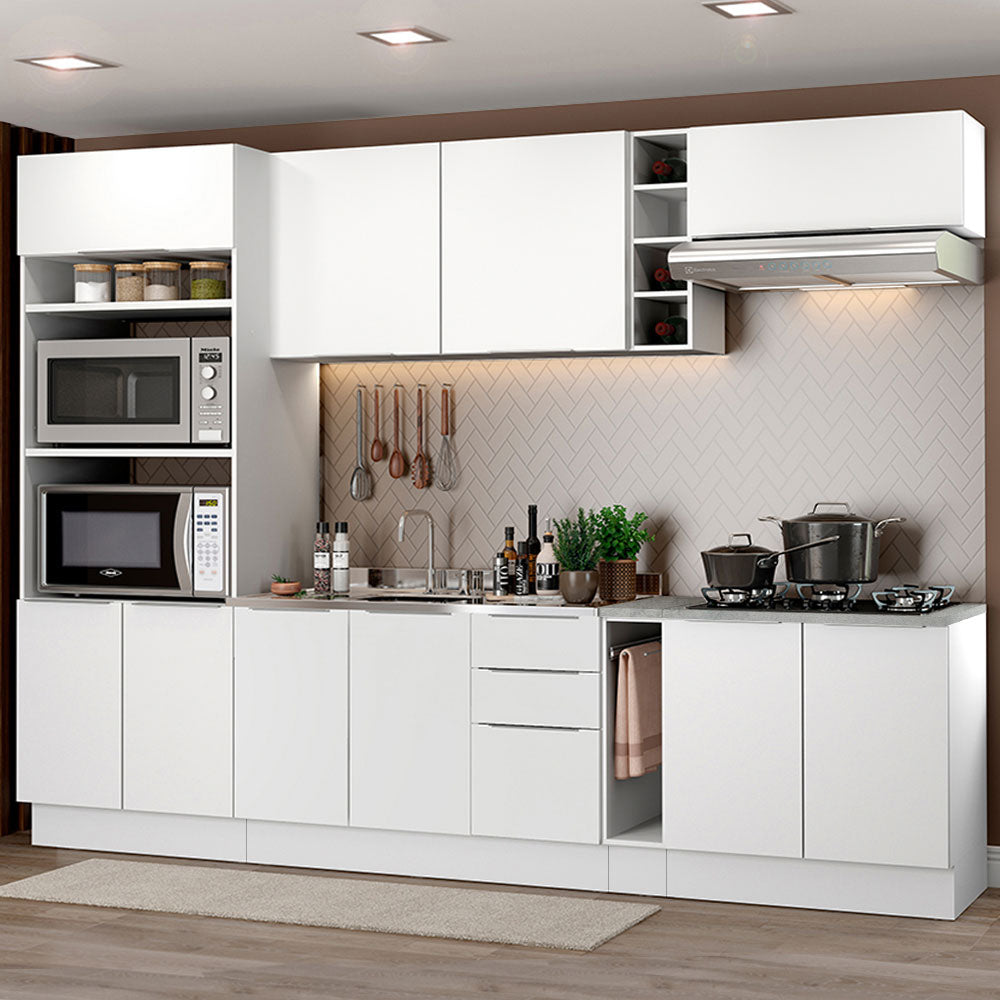 Armário de Cozinha Completa 290cm Branco Stella Madesa 01
