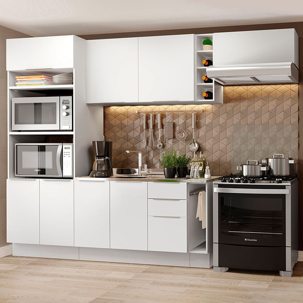 Armário de Cozinha Completa 290cm Branco Stella Madesa 02