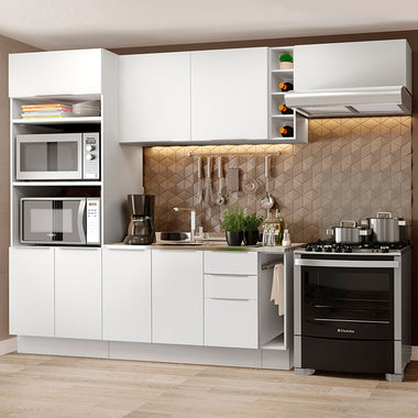Armário de Cozinha Completa 290cm Branco Stella Madesa 02
