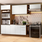 Armário de Cozinha Completa 290cm Rustic/Branco Stella Madesa 02