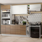 Armário de Cozinha Completa 290cm Branco/Rustic/Branco Stella Madesa 02