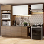 Armário de Cozinha Completa 290cm Rustic/Rustic/Branco Stella Madesa 02