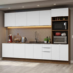 Armário de Cozinha Completa 310cm Rustic/Branco Stella Madesa 01