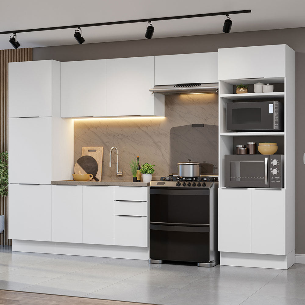 Armário de Cozinha Completa 330cm Branco Stella Madesa 02