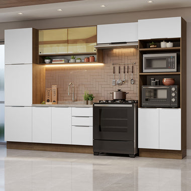 Armário de Cozinha Completa 330cm Rustic/Branco Stella Madesa 03
