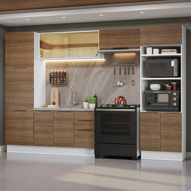Armário de Cozinha Completa 330cm Branco/Rustic Stella Madesa 07