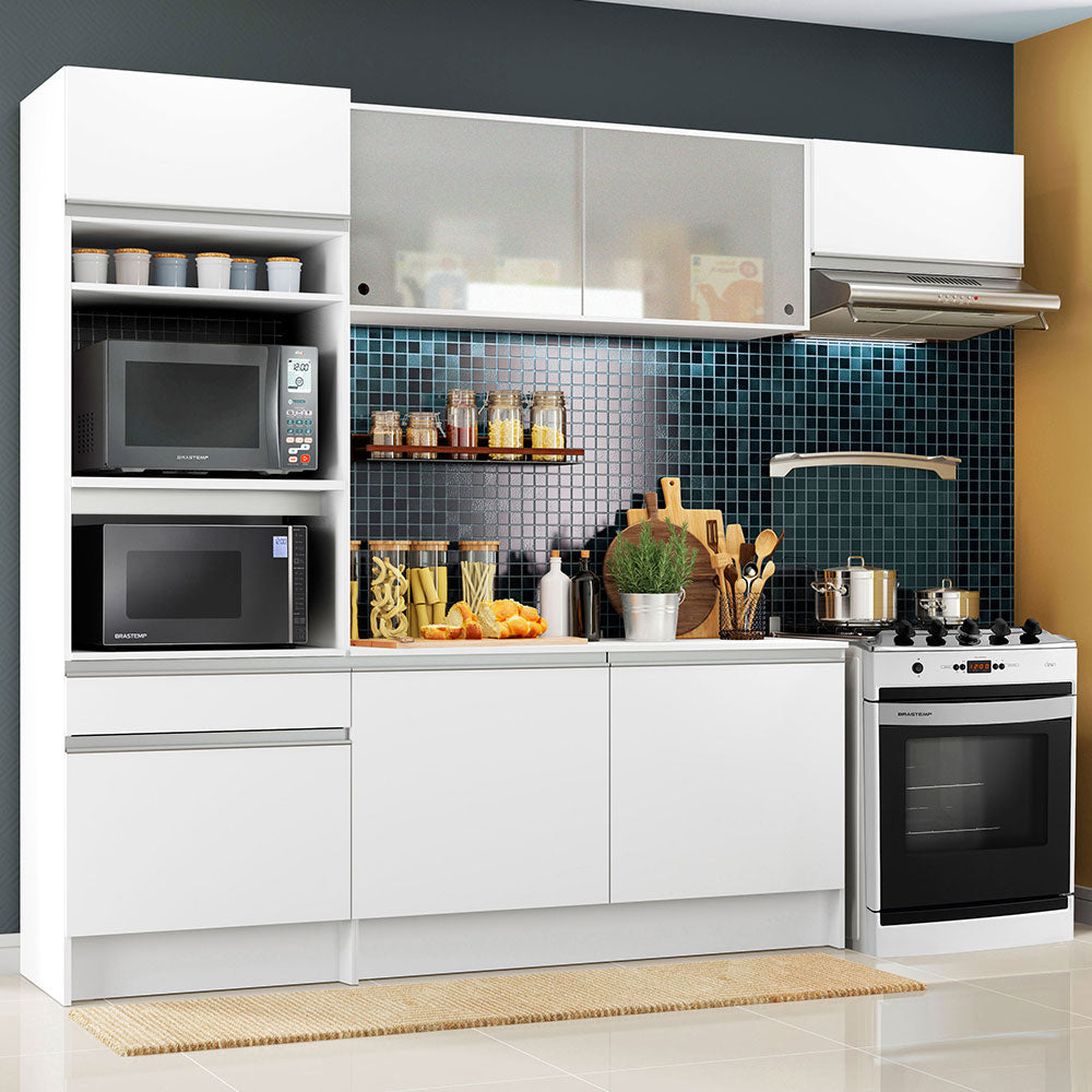 Armário de Cozinha Completa 240cm Branco Topazio Madesa 01