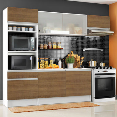 Armário de Cozinha Completa 240cm Branco/Rustic Topazio Madesa 01