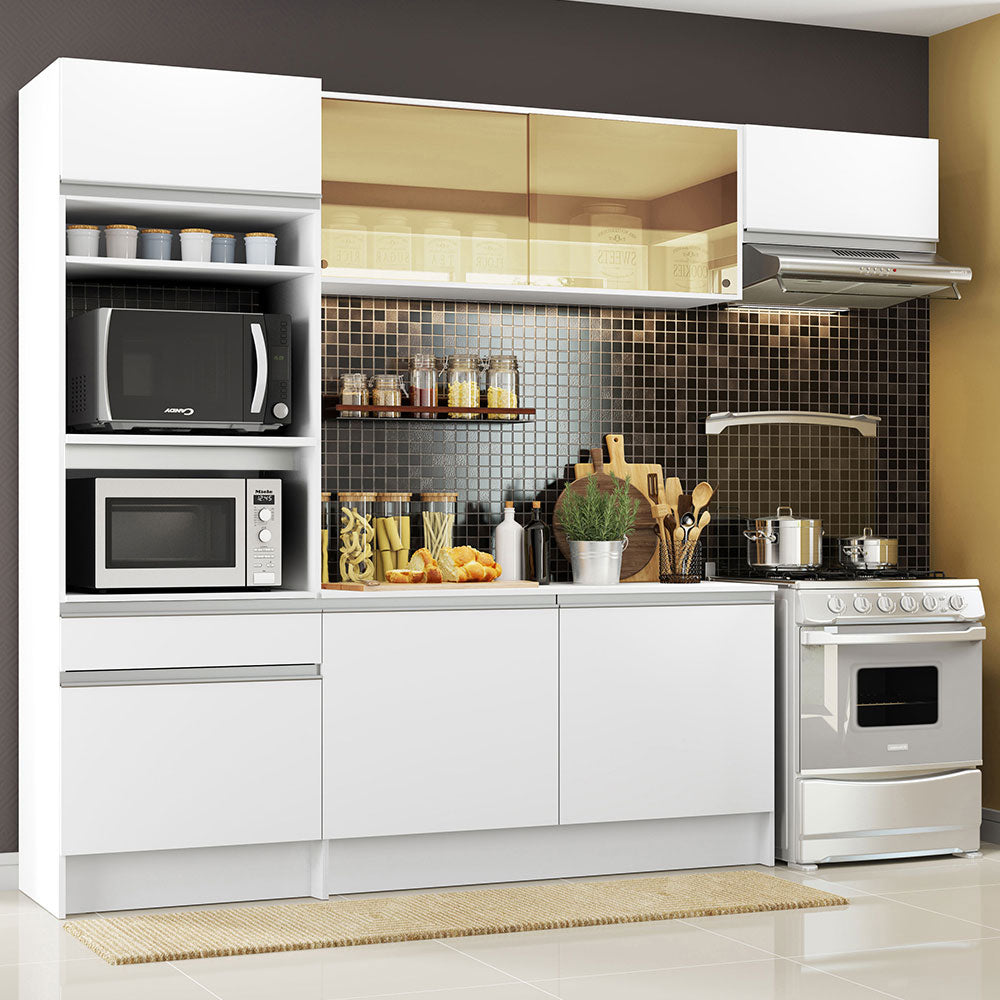 Armário de Cozinha Completa 240cm Branco Diamante Madesa 02