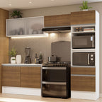 Armário de Cozinha Completa 260cm Branco/Rustic Topazio Madesa 01