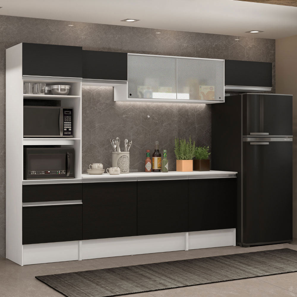 playdesing po1 ブラック　Mサイズ Armário de Cozinha Completa 300cm Branco/Preto Topazio Madesa 01