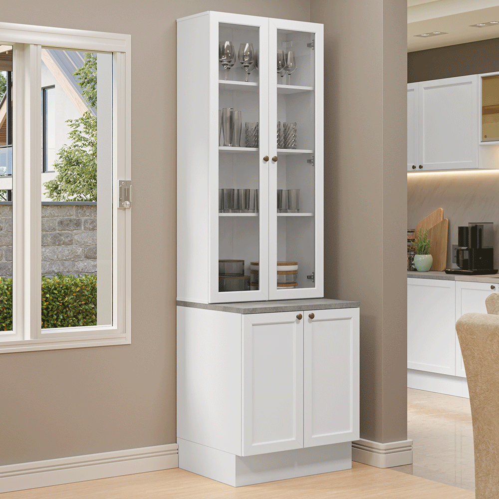 Kit Balcão + Cristaleira 70 cm Branco Vik Madesa 01