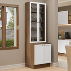 Kit Balcão + Cristaleira 70 cm Rustic/Branco Vik Madesa 01