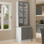 Kit Balcão + Cristaleira 70 cm Branco/Cinza Vik Madesa 01