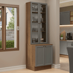 Kit Balcão + Cristaleira 70 cm Rustic/Cinza Vik Madesa 01