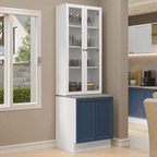 Kit Balcão + Cristaleira 70 cm Branco/Azul/Branco Vik Madesa 01