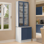 Kit Balcão + Cristaleira 70 cm Branco/Azul Vik Madesa 01