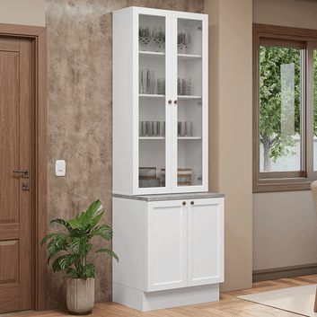 Kit Balcão + Cristaleira 70 cm Branco Vik Madesa 02