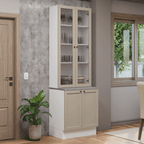 Kit Balcão + Cristaleira 70 cm Branco/Crema Vik Madesa 02