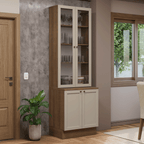 Kit Balcão + Cristaleira 70 cm Rustic/Crema Vik Madesa 02