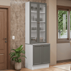 Kit Balcão + Cristaleira 70 cm Branco/Cinza Vik Madesa 02