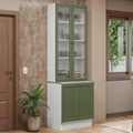Kit Balcão + Cristaleira 70 cm Branco/Verde Vik Madesa 02