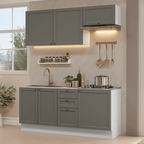 Armário de Cozinha Compacta 180 cm Branco/Cinza Vik Madesa 01